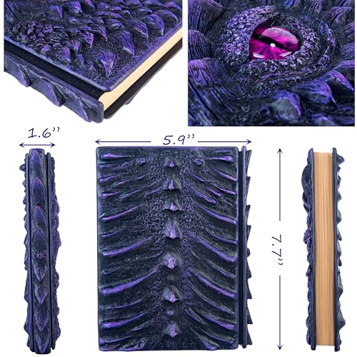 3D Dragon Eye Embossed Journal,Resin Engraving Notebook,Dnd notebook for Dragon Lovers ,Blank Paper,Hardcover Travel Notepad for Writing,Sketchbook,Collection,Gift,Decoration A4 and A5 Size (A5-Dark Purple) - color: A5-Dark Purple
