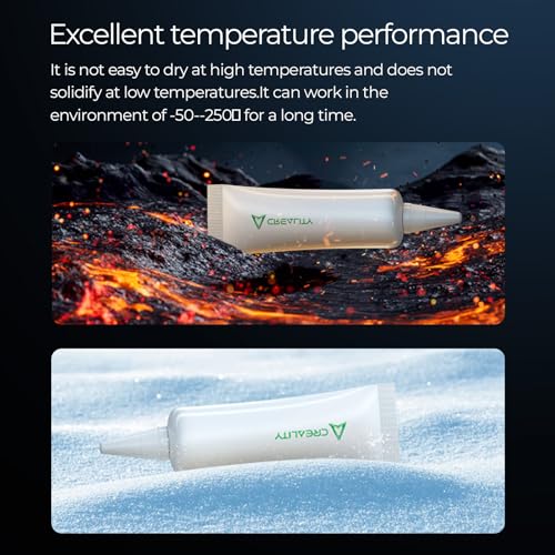 Creality Thermal Grease, High Thermal Conductivity Silicone Paste for 3D Printer Hotend & Heat Break, Non-Conductive & Non-Corrosive, Non-Toxic & Odorless, Stable from -50°C to 250°C (4 Pack) - style: Thermal Grease