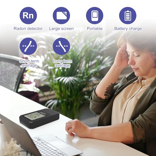 LifeBasis Radon Detector, Portable Radon Tester for Home, 0-500 pCi/L Range - color: Black