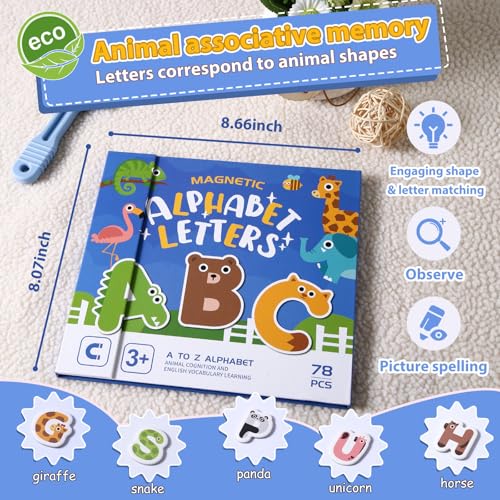 GSINODRS 78 PCS Alphabet Magnets for Kids 3-5 Years Old