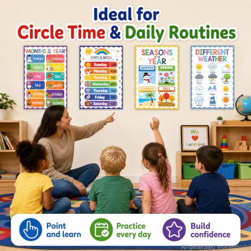 Days of the Week Poster for Kids 11x16 Kindergarten Posters for Homeschool - color: Days of the Week