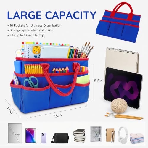 AKAYOK Craft Organizer Tote Bag, Art Supply Bag, Art Bags for Supplies,Blue - color: Blue