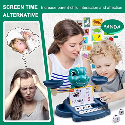 Kaodezhu Dinosaur Math Balance Toys, Montessori Toys for 3 Years Old Kids - color: Advanced Green