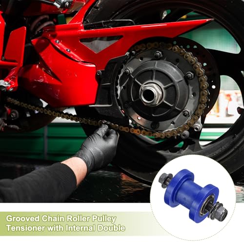 PATIKIL 8mm Grooved Roller Pulley Tensioner Chain Roller Pulley Mini Blue - color: Blue
