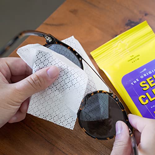 See Clear Original Lens Cleaning Wipes - Pre-Moistened Eyeglass & Screen Cleaning Cloth Towelettes - Streak Free, Scratch Free Lens & Electronic Screen Cleaner - 12 Resealable Packs of 16 (192 Wipes) - size: 16 Count (Pack of 12)
