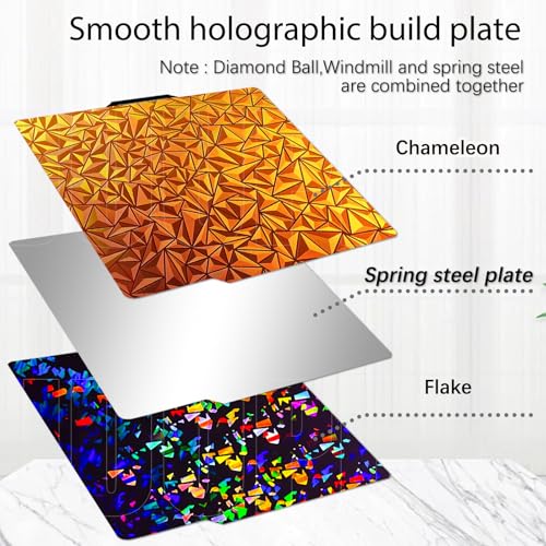 3D Printer Bambu Labs Build Plate for Bambu Lab P2S/X2D/X1C/X1/X1E/P1P/P1S/A1,Double Sided Chameleon+Flake Spring Steel Sheet Plate 257x257mm Flexible Removable Platform Bambu A1 3D Printer Plate - color: Chameleon+Flake