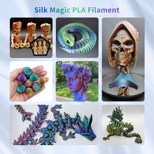YOUSU 3D Printer Filament Silk PLA Filament Rainbow Color,1.75mm Tri Color PLA Filament 6kg Pack,1kg Spool. - color: 1-rainbow Tri Color Pack