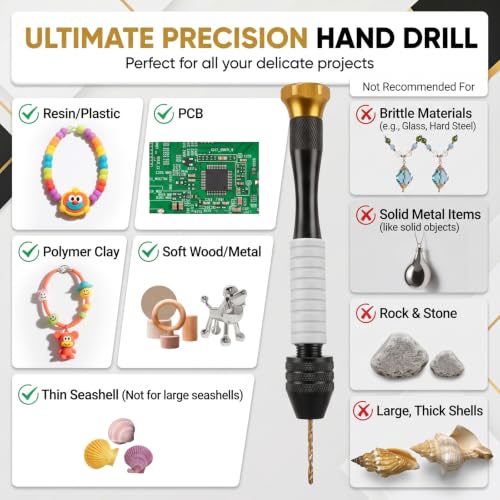 Pin Vise Hand Drill Manual, 22pc Micro Drill Bits 0.6-2.5mm Jewelry Resin