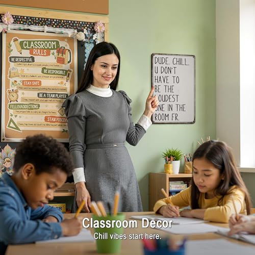 Funny Be Quiet Tin Poster for Middle High School Classroom - color: Quiet Chill