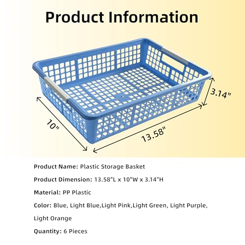 6 Pack Plastic Turn in Paper Trays for Classroom, Storage Bin Baskets - color: Mixed Color