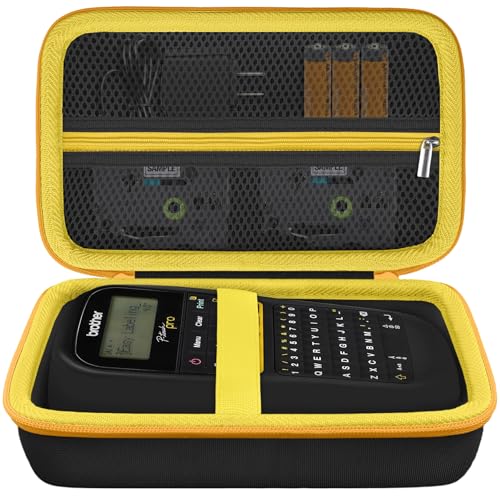 Hard Case for Brother PTouch PTH110BP/PTH110/PTH111 Pro Label Printer - color: Black Case,Yellow Zipper, size: for P-Touch PTH110/PTH111 Pro