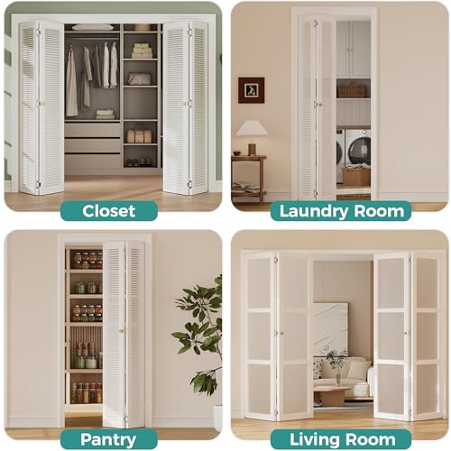 Closet Bifold Door Hardware & 2 x 48 Inch Track, 4 ft Bi Folding Puerta Kit - size: 48 Inch