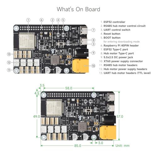 Waveshare Direct Drive Servo Motor Driver Board, Support ESP Now, Integrates ESP32 and Control Circuit, Suitable for DDSM Series Hub Motors
