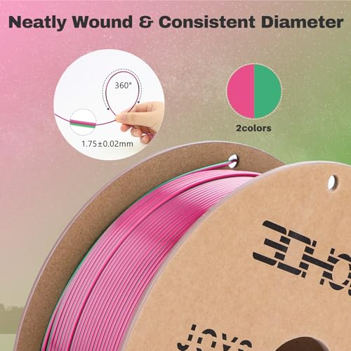3DHoJor Silk PLA Filament 1.75mm Dual Color PLA 3D Printer Filament 2 in 1 Coextrusion 1KG Spool(2.2lbs) 3D Printing Filament Dimensional Accuracy +/- 0.03mm Fits for Most FDM 3D Printers-Green Pink - color: Green Pink