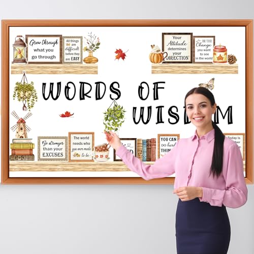 Qilery Fall Bulletin Board Set, Motivational Classroom Decor Cutouts - style: Words of Wisdom