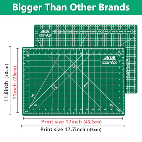 ArtAt A3 Self Healing Cutting Mat 12''x18'' 5 pack - color: Green, size: 18"L x 12"W(5pcs)