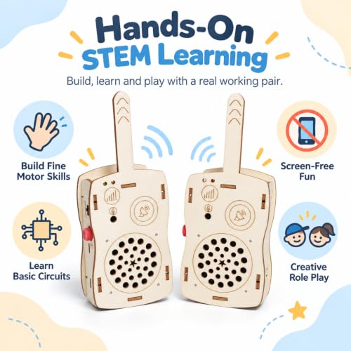 STEM Projects Science Toys for Ages 6-8-13 Walkie Talkies Kids Birthday Gifts for 7 9 10 11 12 14+ Years Old Boys Girls Teens Engineering DIY Electronic Kits Cool Gadgets Stuff Robotics 3D Puzzles
