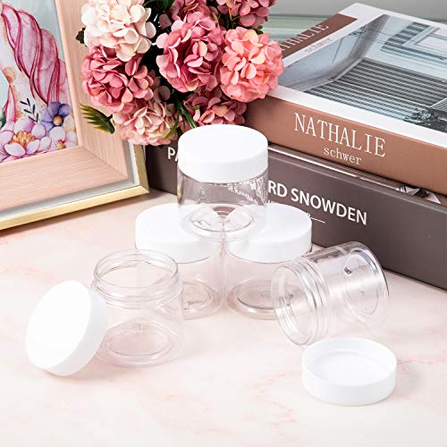 SATINIOR 36 Pieces 3 oz Plastic Jars with Lids Wide Mouth Airtight Reusable Container Acrylic Cosmetic Small Jars for Lotions Ointments Travel Toiletries Creams Make up Storage(Clear) - color: Clear, size: 3 oz