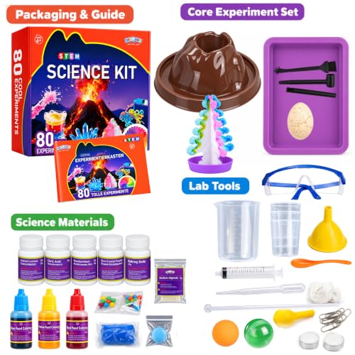 BenBen Science Kit for Kids Age 8-10, 80 Experiments Set, Birthday Gift