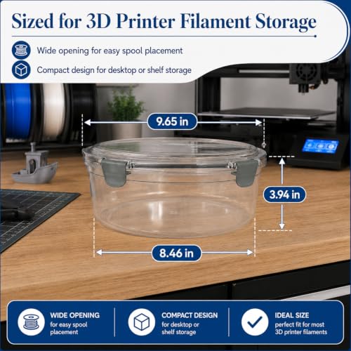 Filament Storage Boxes 4 Pack with Humidity Cards & Desiccant