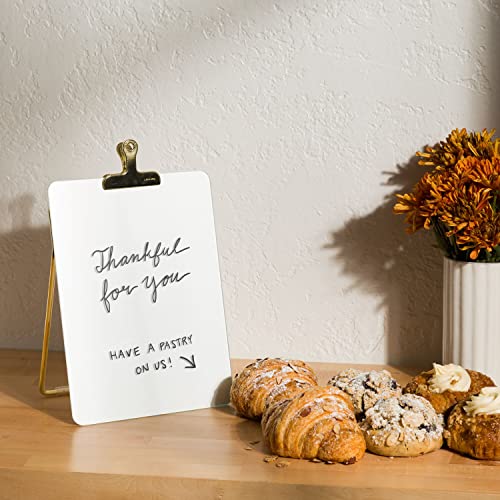 U Brands Glass Dry-Erase Desktop Easel, Tempered Glass, Gold Metal Stand, Removable Clip (Pack of 2) - size: 8.5"W x 11"H (Pack of 2)