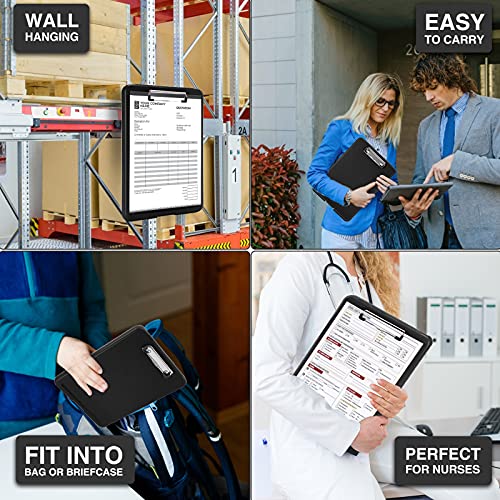 Sooez Clipboard with Storage, Plastic Nursing Clip Boards 8.5x11, Black - color: A-black