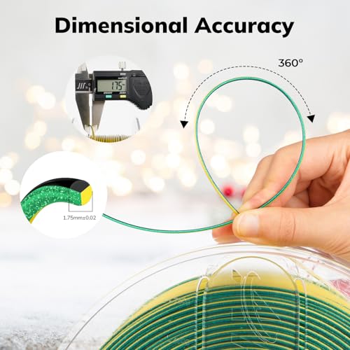 AMOLEN Glitter PLA Filament 1.75mm 3D Printer Filament Shiny Triple Color Black Yellow Green Dimensional Accuracy +/- 0.02mm 1KG/2.2lbs with Sparkles Compatiable with Most 3D Printers - color: Shiny Black Yellow Green