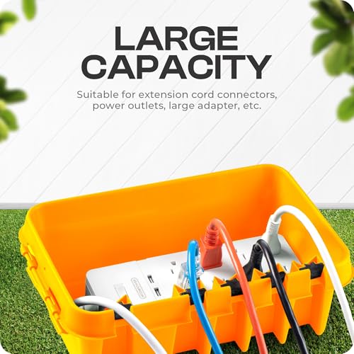 SockitBox – The Original Weatherproof Connection Box – Indoor & Outdoor Electrical Power Cord Enclosure for Timers, Extension Cables, Transformers, Power Strips, Lights, Tools & More – Medium – Orange - color: Orange, size: Medium