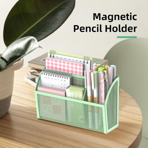 3-Grid Magnetic Pencil Holder, Strong Magnet Locker Organizer, Mint Green - color: Mint Green