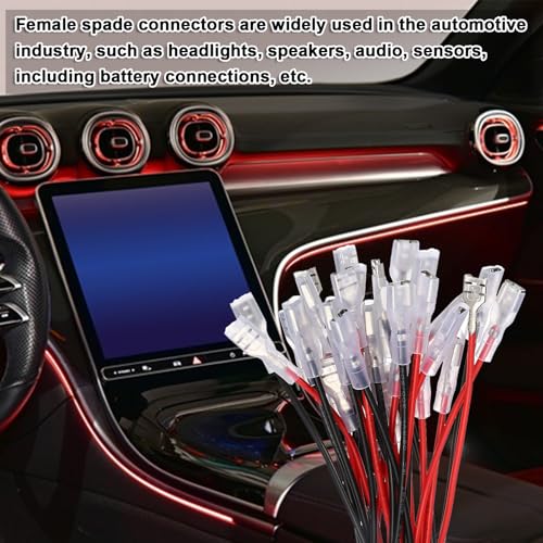 MECCANIXITY 10pcs Double Head Female Spade Crimp Terminal 6.3mm 10cm Wires - size: 6.3mm, 10cm L