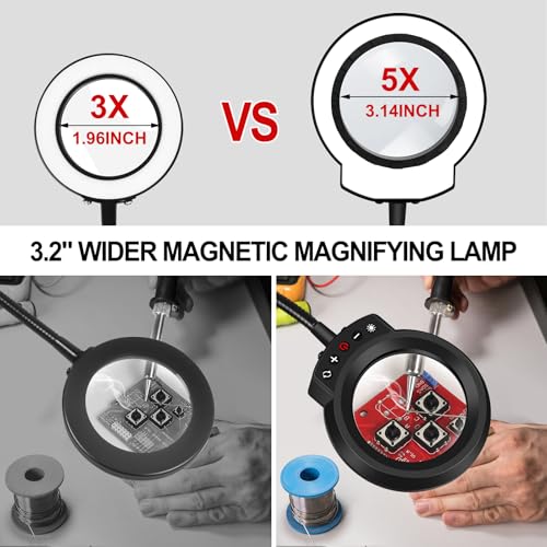 NEWACALOX Magnetic Magnifying Lamp for Helping Hands Station - color: Black