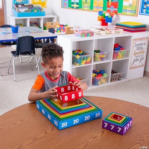 Fun Express Number Sorting Tray – Educational Toy Kids Develop Counting Sorting Math Skills – Boosts Number Recognition Early Learning Fine Motor Skills & Hand-Eye Coordination – Multi-Color 20 Pieces