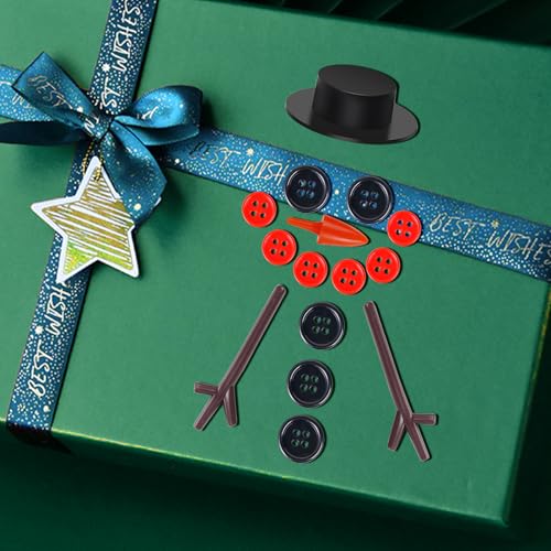 Marrywindix 400 Pieces Christmas Snowman DIY Craft Buttons Kit 40 Carrot Noses Buttons 40 Mini Black Magician Hats 240 Tiny Buttons and 80 Trigeminal Hand for Christmas Party Supplies