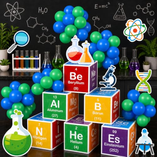 66Pcs Science Lab Party Decoration Pre-Folded Cardstock Kit Green Blue - color: Green Blue