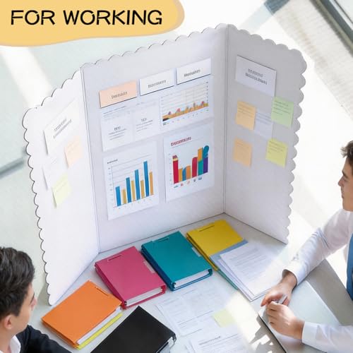 30 Pack 24" x 36" White Trifold Poster Board Bulk, Corrugated Foldable Tri-fold Display Board for Science Fair, School Projects, Presentations, Art, Business & Classroom Supplies - size: 24"x36"--30Pcs