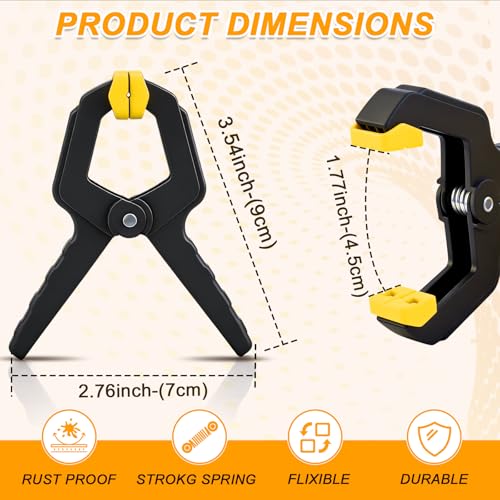 10 Pack Spring Clamps, Heavy Duty Plastic Woodworking Clamps & Multi-Use Hanging Clips for Balloon Arch Clips, Tarp Clips & Backdrop Holder, Durable Hand Tool Kit - color: Yellow-10pcs