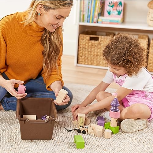 ECR4Kids 10 Cubby Mobile Tray Cabinet with Bins, 5x2, Natural - color: Earthtone