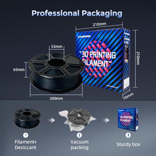 FLASHFORGE Carbon Fiber PETG Filament 1.75mm, Carbon Fiber PETG 3D Printer Filament, 1KG Spool Dimensional Accuracy +/- 0.02mm, Lightweight & Heat-Resistant & Moisture Free (PETG-CF Midnight Blue) - color: Blue, size: PETG CF