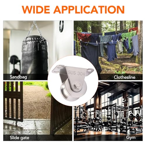 2PCS Groove Wheel Pulley, 304 Stainless Steel Pulley Block, Wall Mount Cable Pulley Wheel Duplex Bearings, Screws for DIY Gym Equipment Sliding Gate, Loading 400 lbs (32mm) - size: 32mm 2PCS