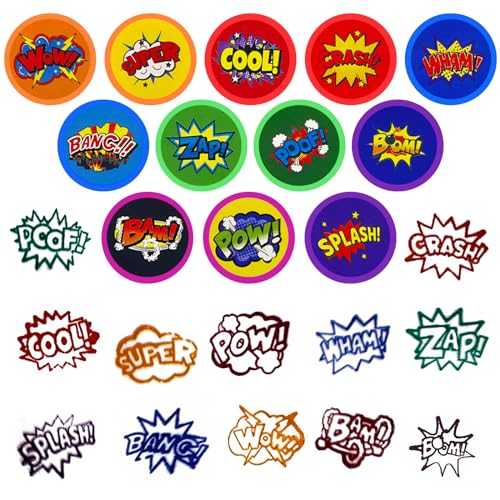 Cinrobiye 24 Pcs Hero Stampers Party Favor Set, Cute Superhero Stamps for Kids Birthday Party, Classroom Rewards, Carnival Prizes, Goody Bag Fillers, Super Hero Themed Party Supplies - color: Hero