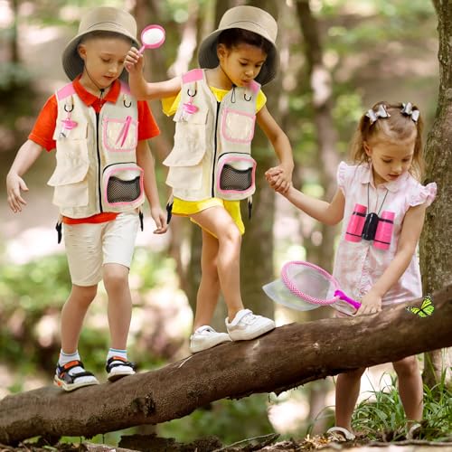 YOPINSAND Kids Explorer Kit & Bug Catcher Kit, Kids Outdoor Exploration Set - color: Pink