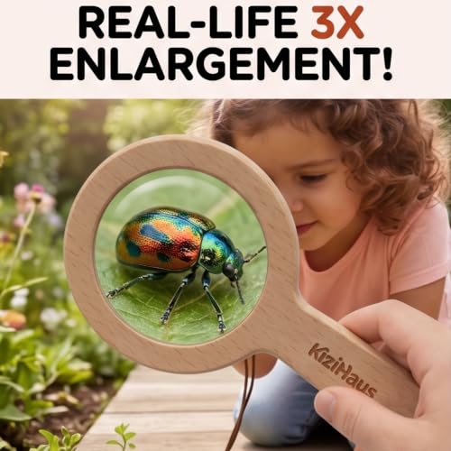 Kids Beech Wooden 3X Magnifying Glass