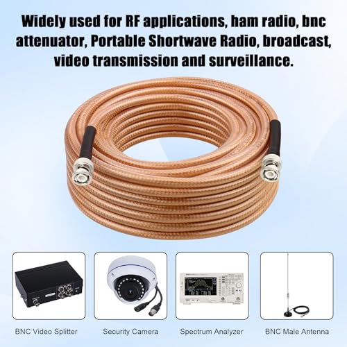 RG8X BNC Extension Cable, Low Loss BNC Male to BNC Male Coaxial Cable, 50 Ohm Flexible Coax Jumper with Dual-Layer Strain Relief for CCTV Security Camera, RF Antennas, Oscilloscope 75FT - size: 75FT