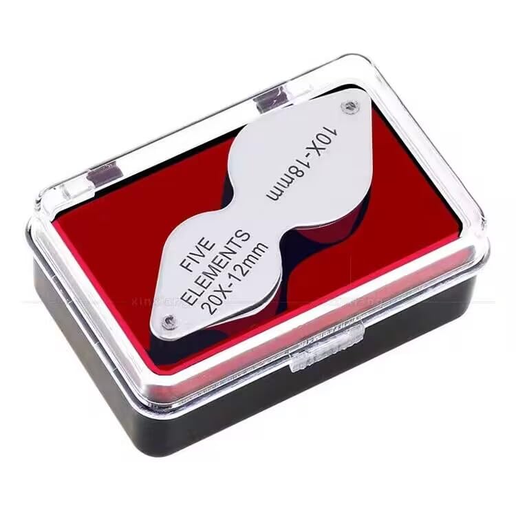 Rongon 10X & 20X Pocket Jewelers Loupe Foldable Magnifier with Light - color: Silver
