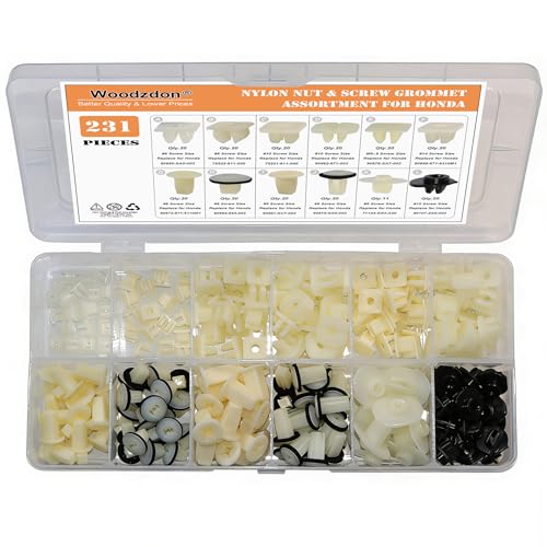 231pcs Headlight Adjusting Screw Nylon Nut Bumper Grommet #6, #8, #10, #14 - size: 12 Size 231pcs