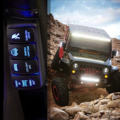 Nilight Sasquatch Lights Rocker Switch 5Pin Laser On/Off LED Light 20A/12V 10A/24V Switch Jumper Wires Set for Jeep Boat Trucks - size: SASQUATCH LIGHTS