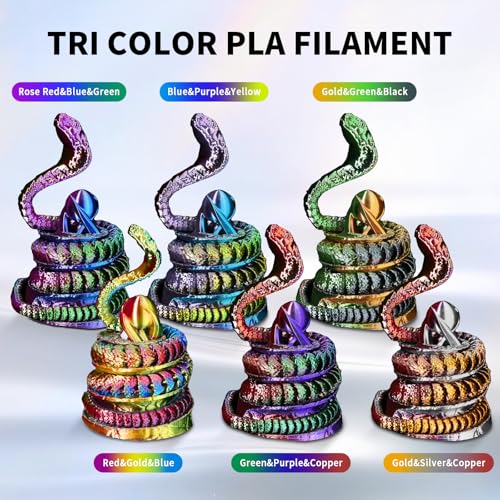 YOUSU 3D Printer Filament Silk PLA Filament Rainbow Color,1.75mm Tri Color PLA Filament 6kg Pack,1kg Spool. - color: 1-rainbow Tri Color Pack