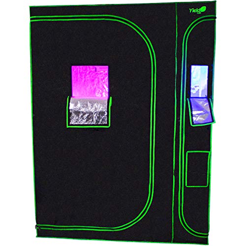 60" x 48" x 80" 2 in 1 Grow Tent Kit with Viewing Windows & Flood Trays – Dual Hydroponic Grow Tents - Smell Proof Grow Tent - for Indoor Growing - size: 60” x 48” x 80” 2-in-1
