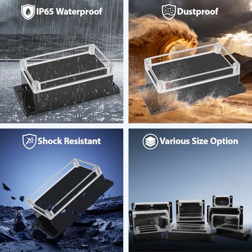 Junction Box with Clear Cover IP65 Waterproof ABS Plastic Universal Project Box with Fixed Ear, Black 6.2"x 3.5"x 2.5"(158x90x64mm)(Pack of 2) - color: 2 packs, size: 6.2"x 3.5"x 2.5"