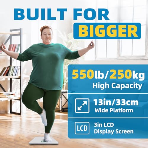 LEPULSE 550lb Bathroom Digital Scale for Body Weight BMI with APP - color: silver-white